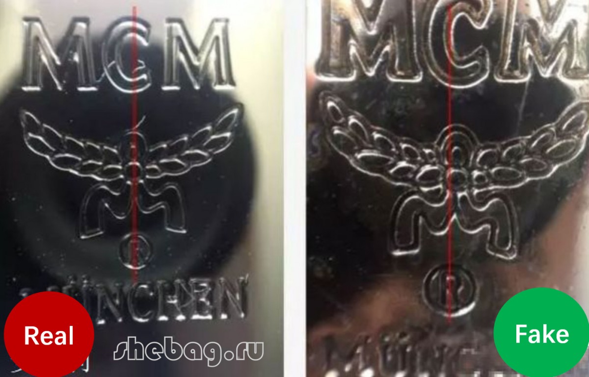 Come individuare una borsa firmata falsa? (foto false vs foto reali): MCM-Negozio in linea della borsa falsa di Louis Vuitton di migliore qualità, borsa del progettista della replica ru