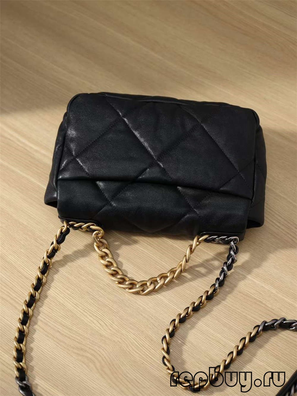 Borse replica Chanel 19 in cima con fibbia in oro neru (Ultime 2022) - Borsa Louis Vuitton falsa di a megliu qualità Store Online, Replica borsa di designer ru