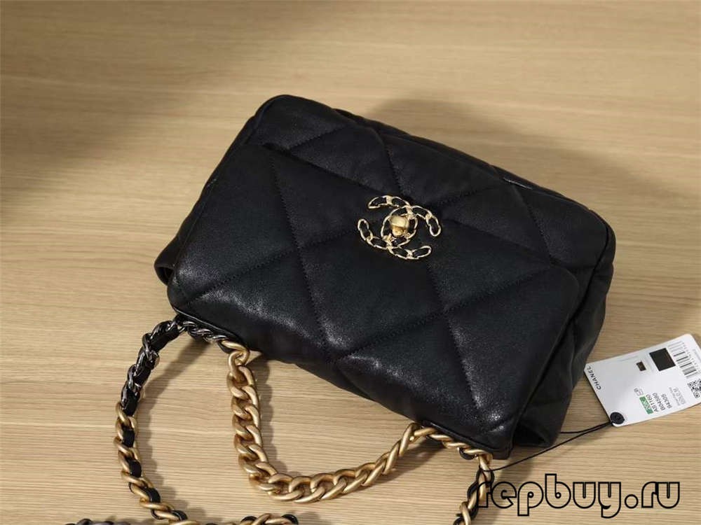 Borse replica Chanel 19 in cima con fibbia in oro neru (Ultime 2022) - Borsa Louis Vuitton falsa di a megliu qualità Store Online, Replica borsa di designer ru