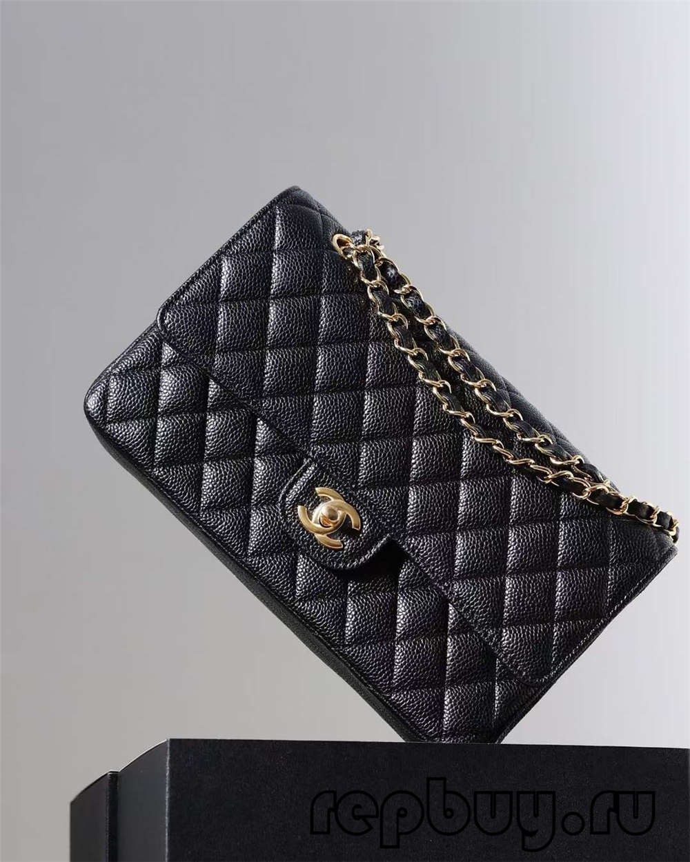 CHANEL Classicc 플랩 블랙 골드 버클 25cm 탑 레플리카 백(2022 업데이트됨)-최고 품질 가짜 루이 비통 백 온라인 스토어, Replica Designer bag ru