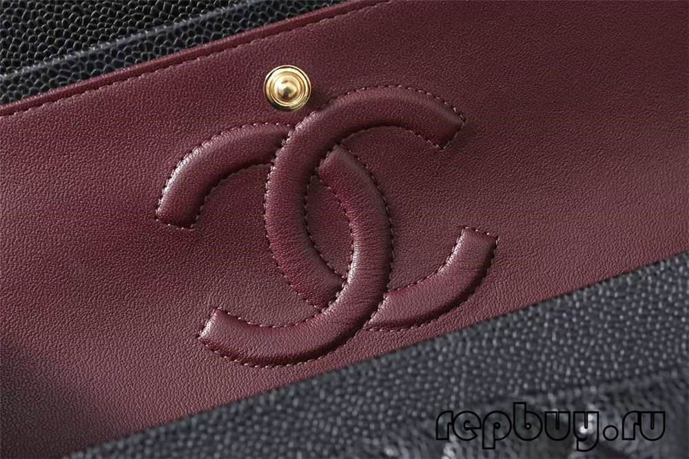 CHANEL Classicc Flap top repliki torebek czarna złota klamra 25cm Logo detal (2022 najnowsze)-najwyższa jakość fałszywe torebki Louis Vuitton sklep internetowy, torebka projektanta replik.