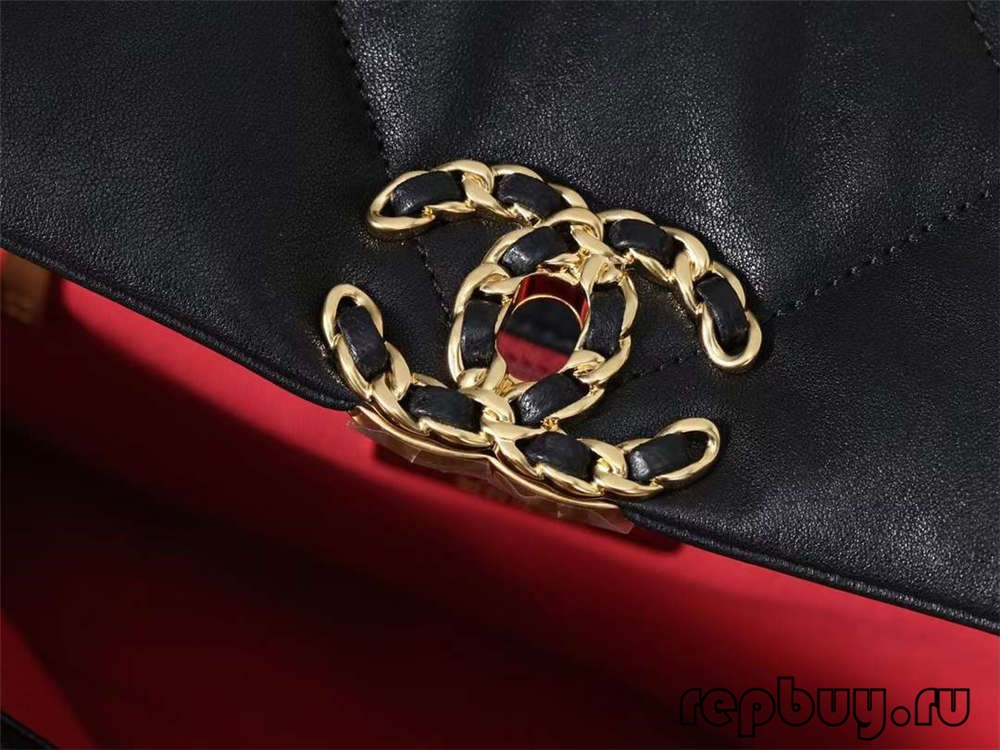 Genți replica Chanel 19 cu cataramă din aur negru Detalii (Cele mai recente 2022)-Magazin online de geanți fals Louis Vuitton de cea mai bună calitate, geantă de designer replica ru