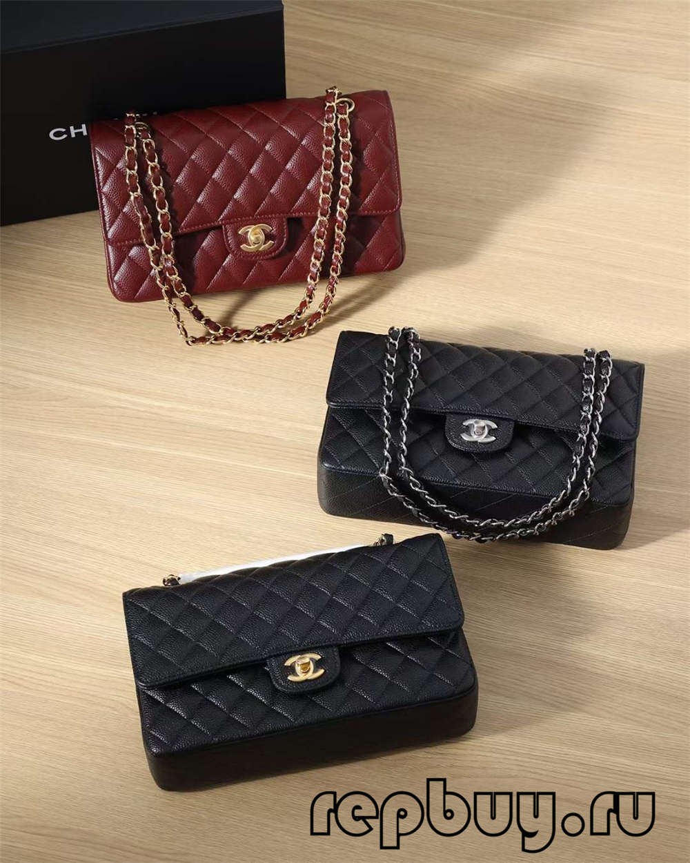 Kantong replika CHANEL Klasik Flap top hideung emas hideung pérak emas beureum tilu warna kontras 25cm (Edisi 2022) -Toko Online Kantong Louis Vuitton Kualitas Terbaik, Kantong desainer réplika ru