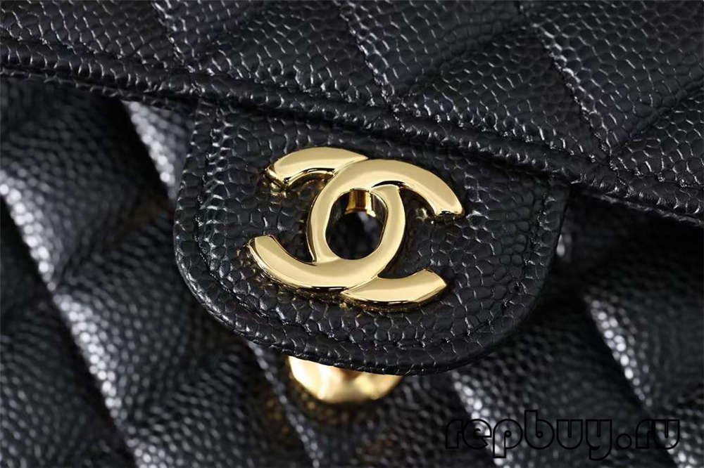 CHANEL Classic Flap Svart Gull Sylgja 25cm Topp eftirmynd poka öxlband og upplýsingar um vélbúnað (2022 uppfært)-Bestu gæði falsa Louis Vuitton taska netverslun, eftirmynd hönnuðatösku ru