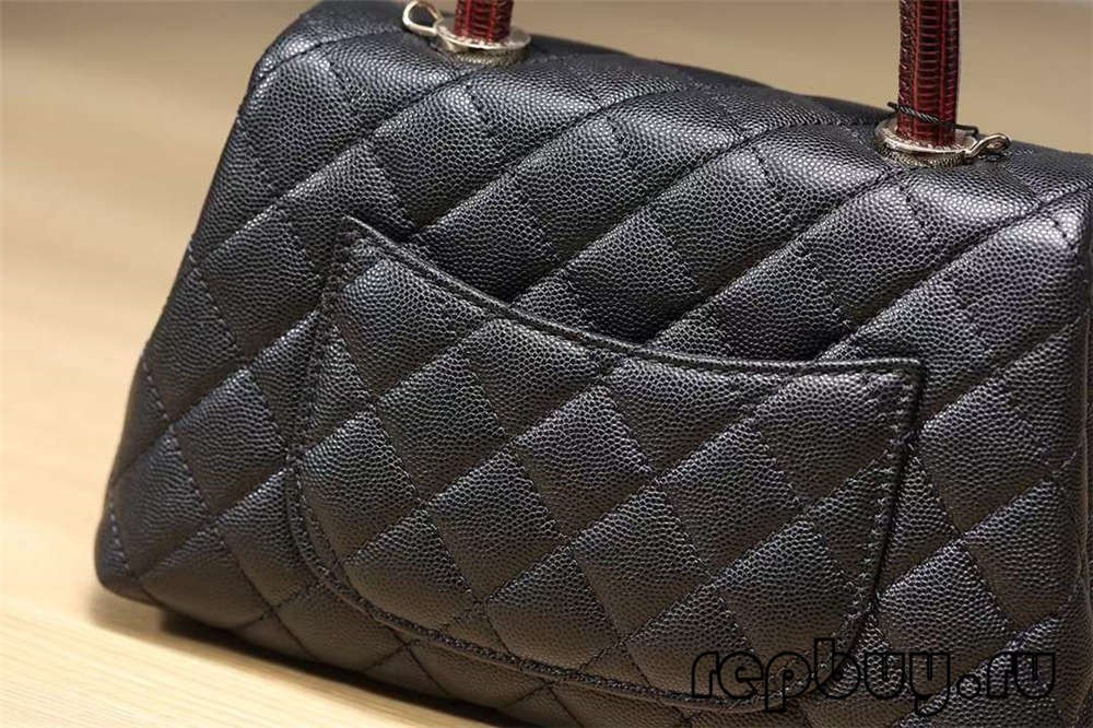 Chanel Coco Handle Black Gold Buckle Top Replica Handbag Logo and Engraving Details (2022 Edition)-Best Quality Fake Louis Vuitton Bag Online Store, Replica designer bag ru