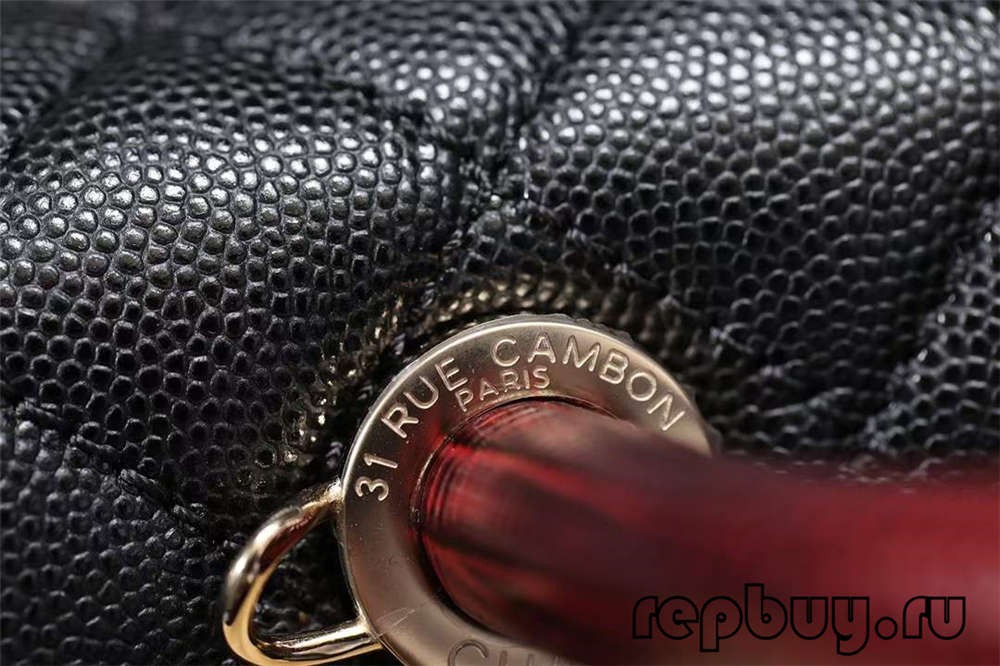 Chanel Coco Handle Black Gold Buckle Top Replica Handbag Logo and engraving details (2022 Edition)-Best Quality Fake Louis Vuitton Bag Online Store, Replica designer bag ru