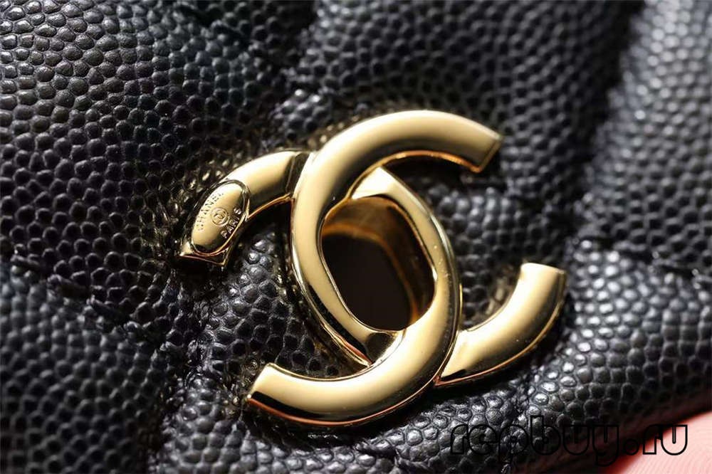 Geanta de mână Chanel Coco Handle replică de top cu hardware cu cataramă din aur negru și detaliu cu logo-ul dublu C (Cele mai recente 2022)-Magazin online de geanți fals Louis Vuitton de cea mai bună calitate, geantă de designer replică ru