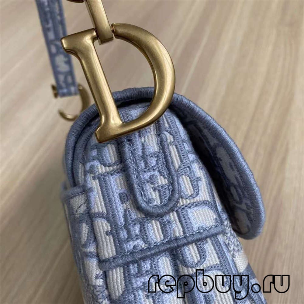 Dior Top Replica Saddle Bag Gray Embroidery Oblique Print (Daabacaada 2022) -Tayada ugu Wacan