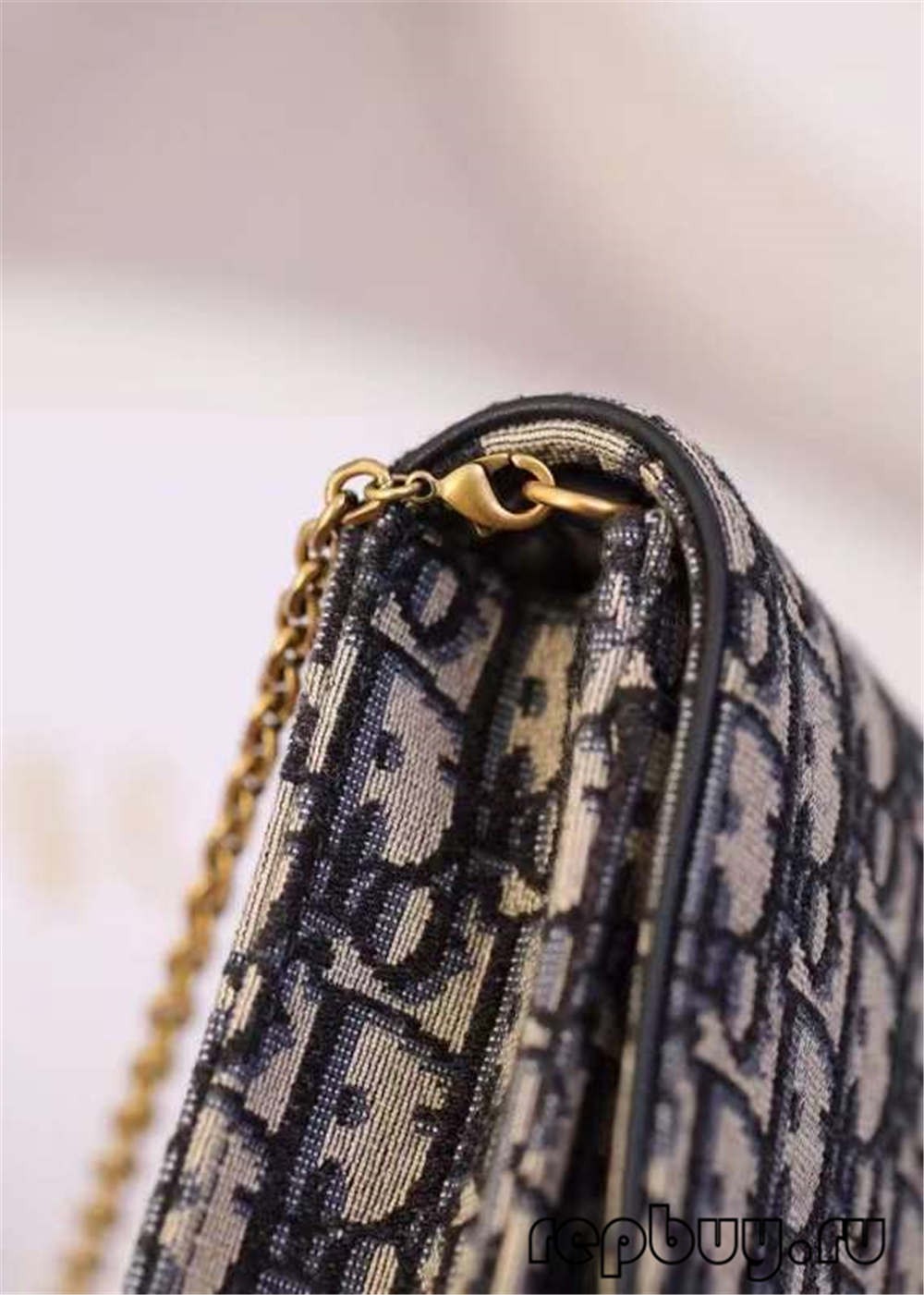 Geantă clutch cu șa Dior de top, 22 cm, țesătură jacquard albastră, imprimeu oblic (2022, cea mai recentă)-Magazin online de geanți fals Louis Vuitton de cea mai bună calitate, geantă de designer replica ru