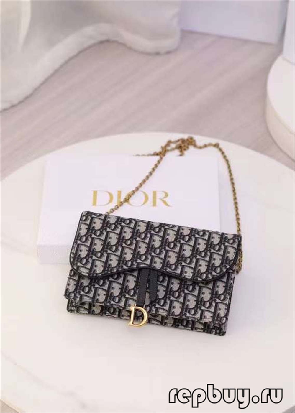 Dior top replika saal koppelaar sak 22 cm blou jacquard stof skuins druk (2022 Nuutste)-Beste kwaliteit vals Louis Vuitton sak aanlyn winkel, replika ontwerper sak ru