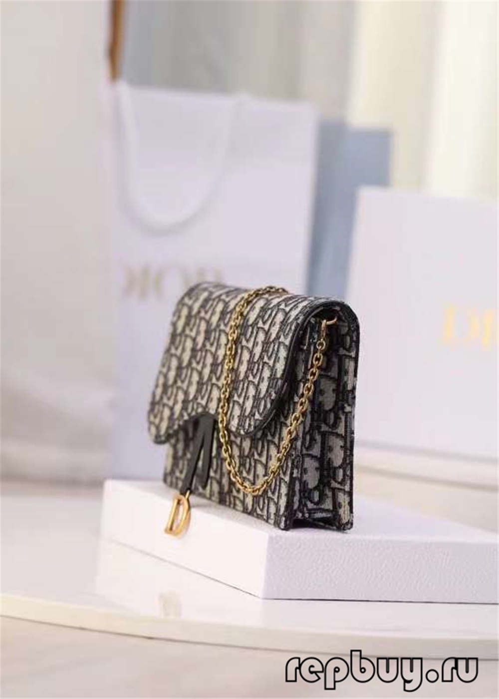 Dior top replica saddle clutch bag 22cm nsalu ya blue jacquard Oblique print (2022 Posachedwapa)-Best Quality Fake Louis Vuitton Bag Online Store, Replica designer bag ru