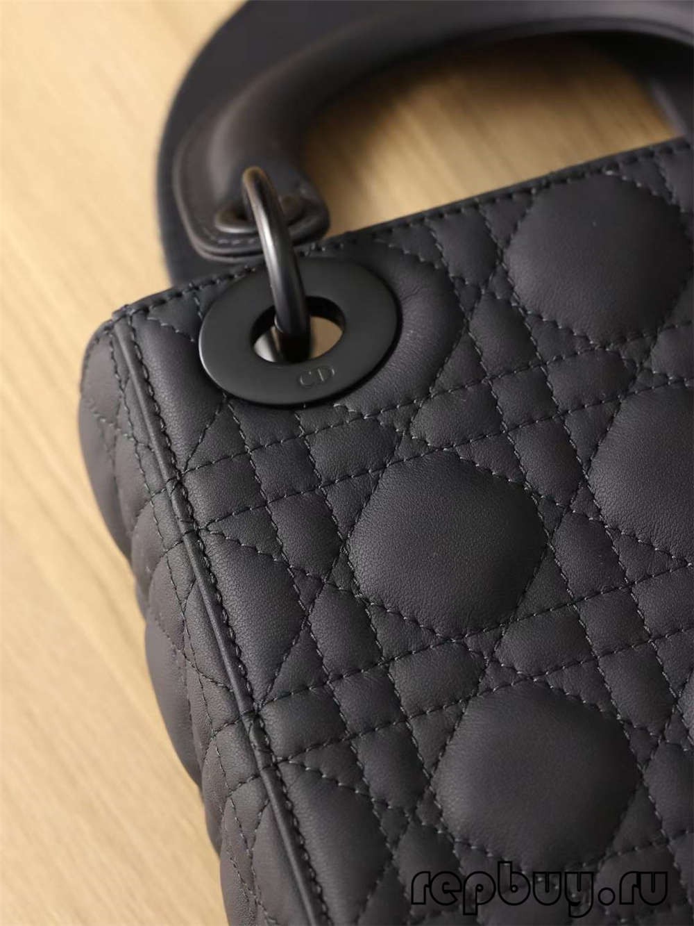 LADY DIOR Mini Hideung Top Replica Handbag Matte Cowhide Detail (2022 Updated)-Kualitas Terbaik Toko Online Kantong Louis Vuitton Palsu, Kantong desainer réplika ru