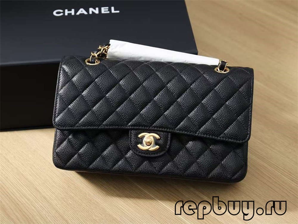 Shebag më i shitur i të gjitha kohërave——Kopjeja më e lartë klasike e Chanel-it, 25 cm e mesme (Lëkurë e zezë haviar Chanel CF) (2022 e përditësuar)-Dyqani në internet i çantave të rreme Louis Vuitton me cilësi më të mirë, çanta kopjuese ru