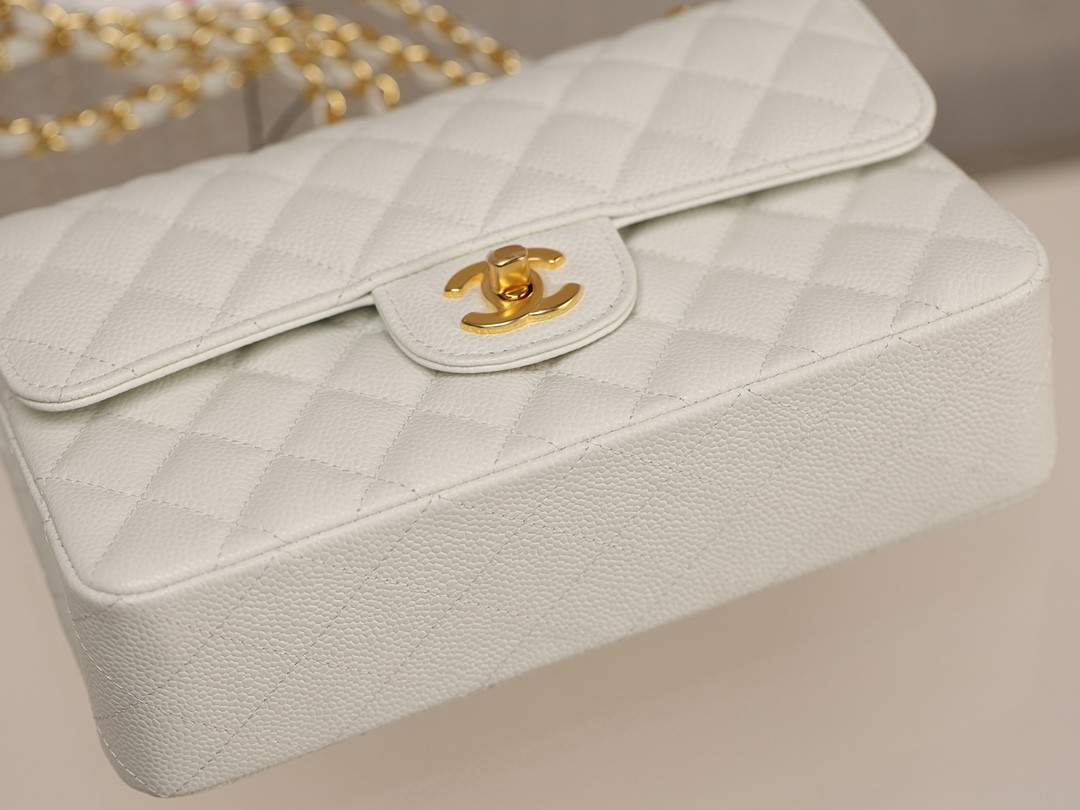 How good quality is a Shebag White Chanel Classic flap bag with gold and caviar leather（2023 Week 43）-Tayada ugu Fiican ee Louis Vuitton Boorsada Online Store, Bac naqshadeeye nuqul ah
