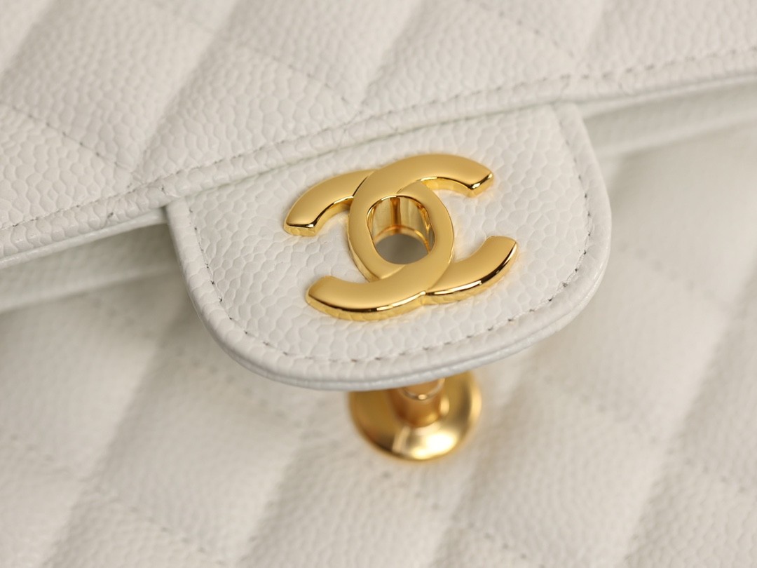 How good quality is a Shebag White Chanel Classic flap bag with gold and caviar leather（2023 Week 43）-Negozio in linea della borsa falsa di Louis Vuitton di migliore qualità, borsa del progettista della replica ru