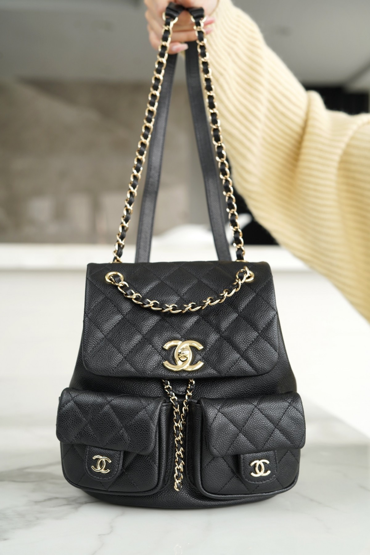 How good quality is a Shebag Chanel Duma backpack 23P France HAAS leather black caviar bag?(2023 Week 43)-Best Quality Fake designer Bag Review, Replica designer bag ru