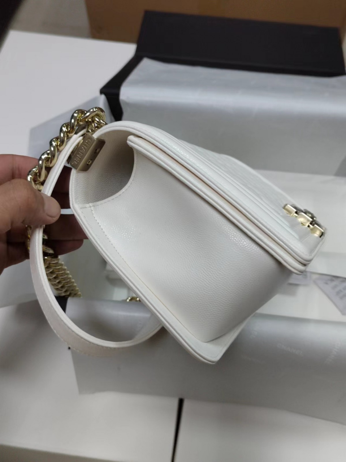 Chanel Leboy small white gold bag full review（2024 Aug updated）-Legjobb minőségű hamis Louis Vuitton táska online áruház, replika designer táska ru