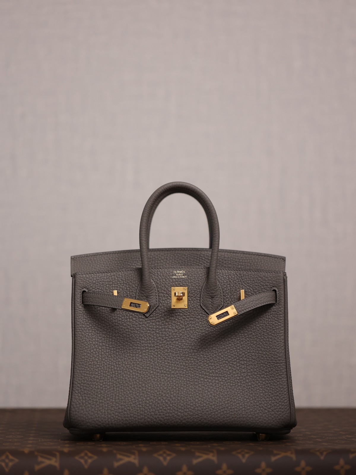 Shebag fully handmade Birkin 25 bag grey and gold full review（2024 Aug updated）-Pangalusna kualitas palsu Louis Vuitton Kantong Toko Online, Replica desainer kantong ru