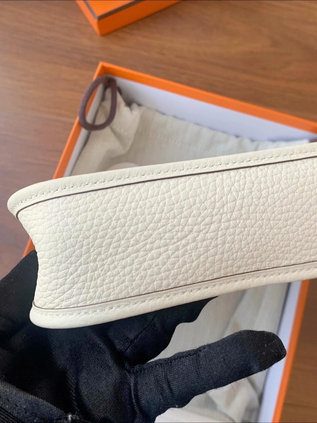 What a beautiful SnowWhite！Shebag fully hand made Hermes Evelyn 16 Togo leather bag（2024 Dec updated）-Best Quality Fake Louis Vuitton Bag Online Store, Replica designer bag ru