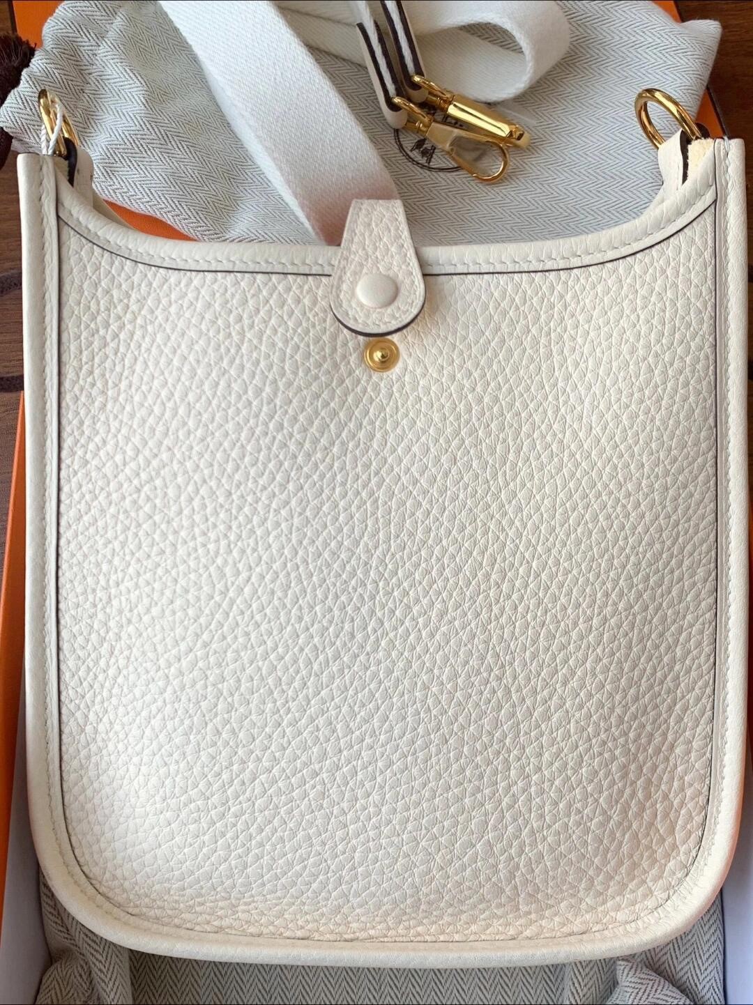 What a beautiful SnowWhite！Shebag fully hand made Hermes Evelyn 16 Togo leather bag（2024 Dec updated）-Best Quality Fake Louis Vuitton Bag Online Store, Replica designer bag ru