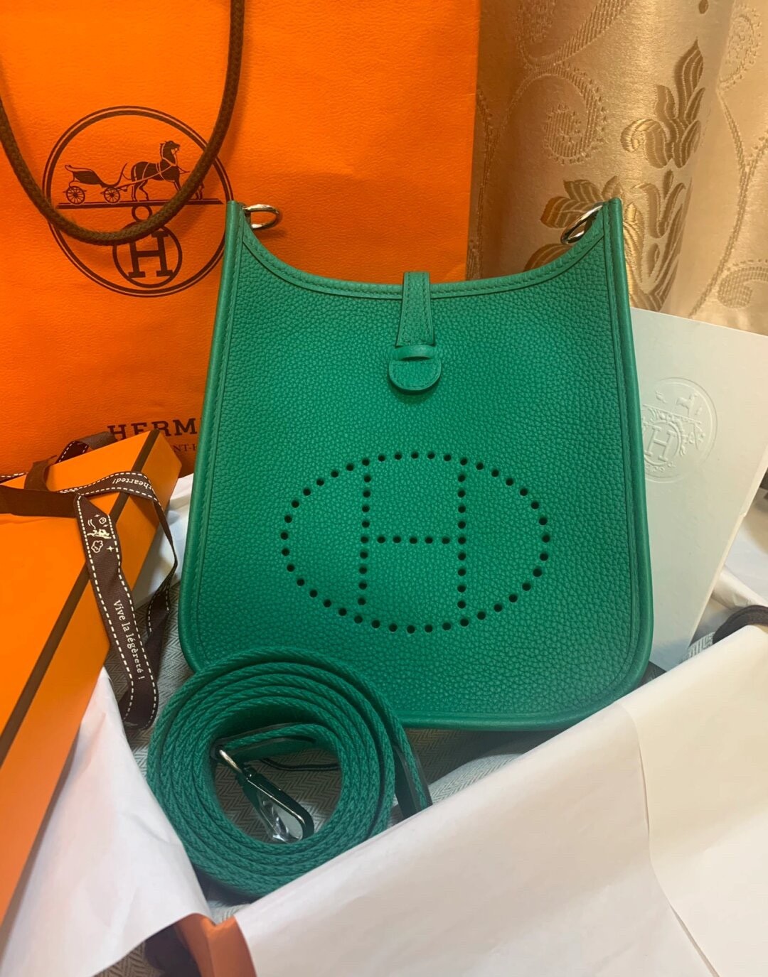 Shebag Hermes Evelyne 16 bag green togo silver hardware fully hand made (2024 Dec updated)-بهترين معيار جي جعلي لوئس ويٽون بيگ آن لائين اسٽور، ريپليڪا ڊيزائنر بيگ ru