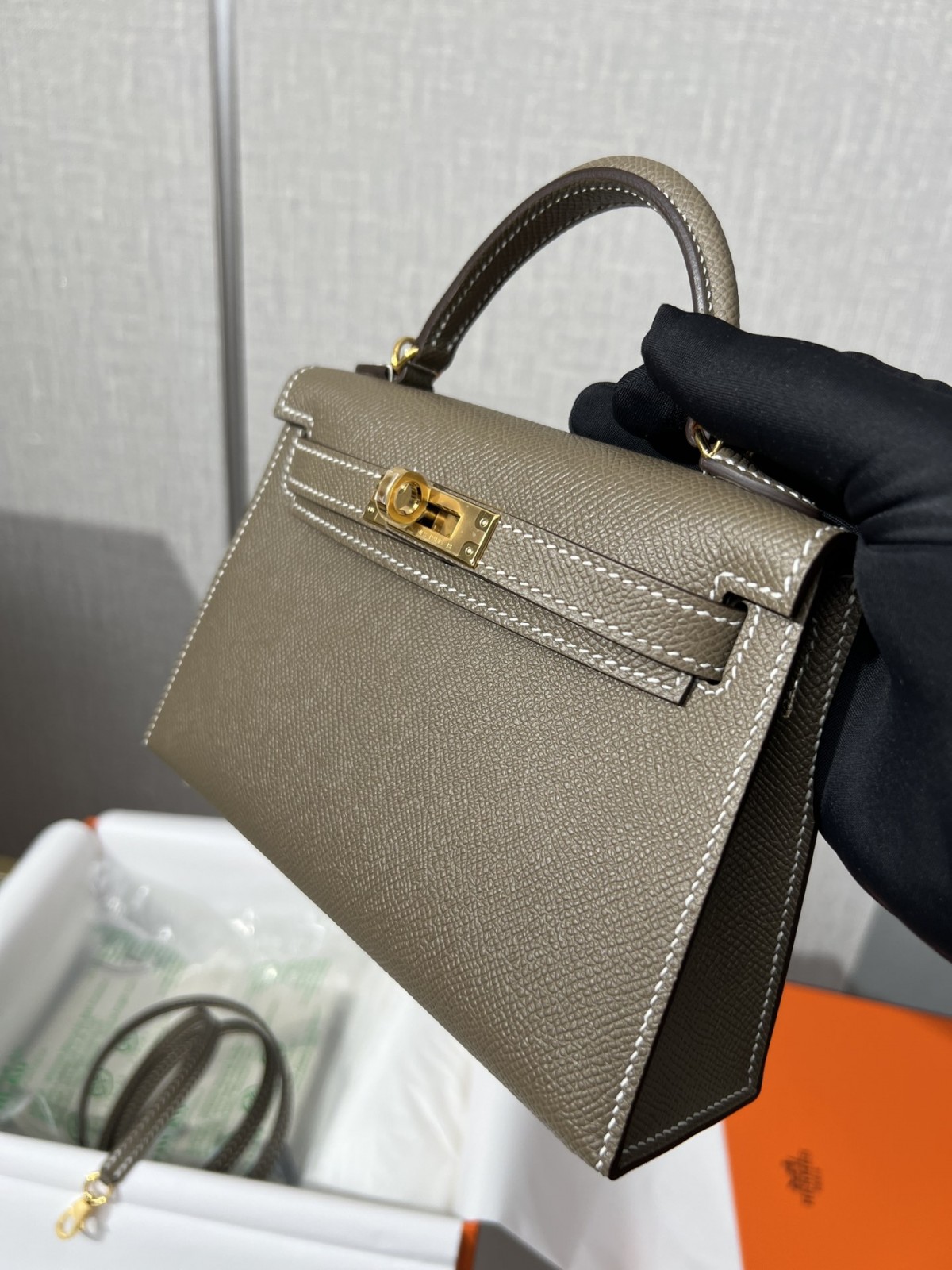 Shebag Hermes Mini Kelly 2 bag in grey togo leather (2024 Dec updated)-Negozio in linea della borsa falsa di Louis Vuitton di migliore qualità, borsa del progettista della replica ru