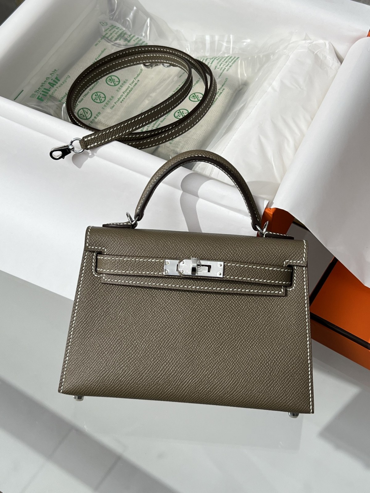 Shebag Hermes Mini Kelly 2 bag in grey togo leather (2024 Dec updated)-Negozio in linea della borsa falsa di Louis Vuitton di migliore qualità, borsa del progettista della replica ru