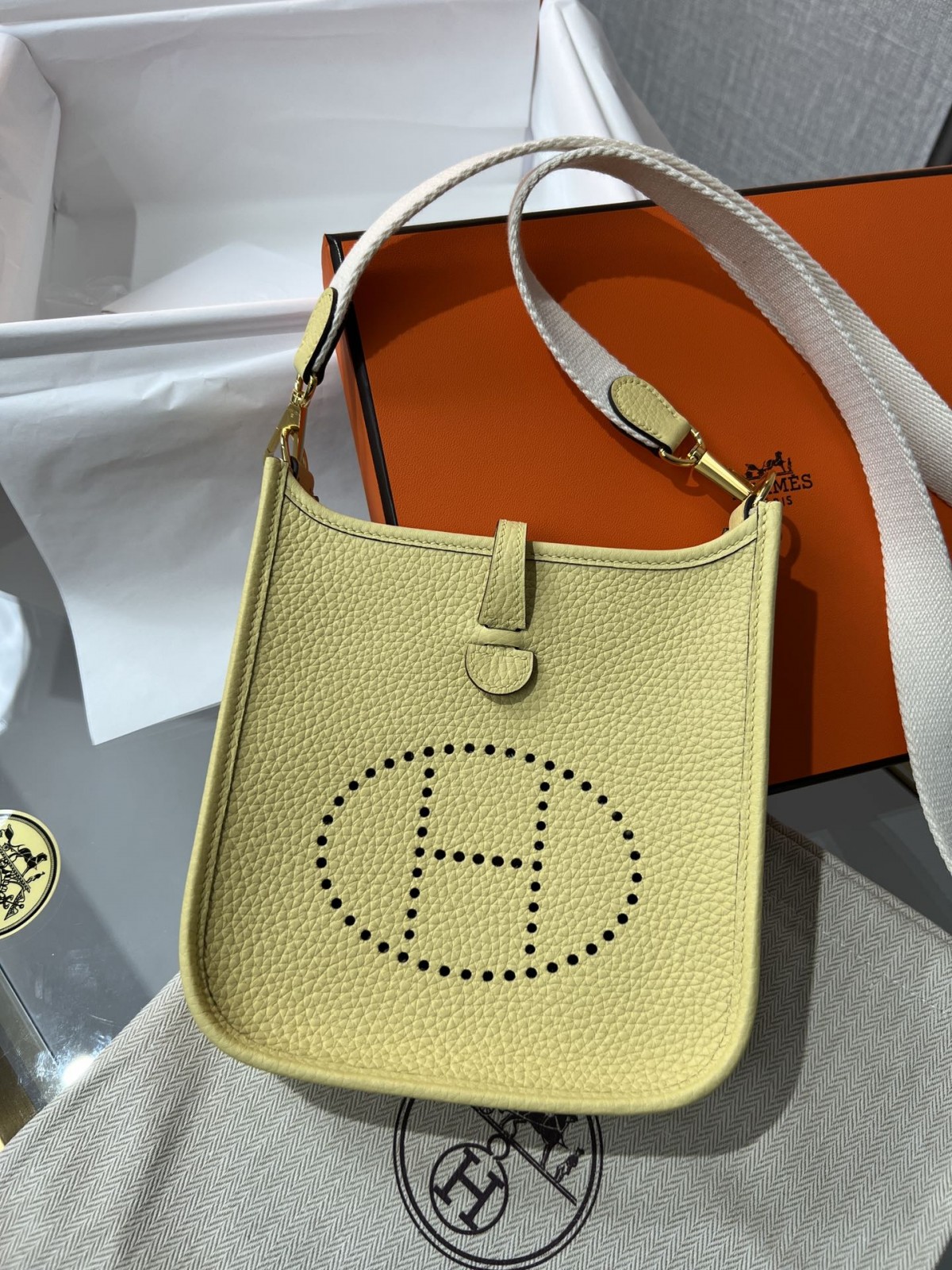 Shebag Hermes Evelyne 16 bag yellow fully hand made (2025 Jan updated)-Negozio in linea della borsa falsa di Louis Vuitton di migliore qualità, borsa del progettista della replica ru