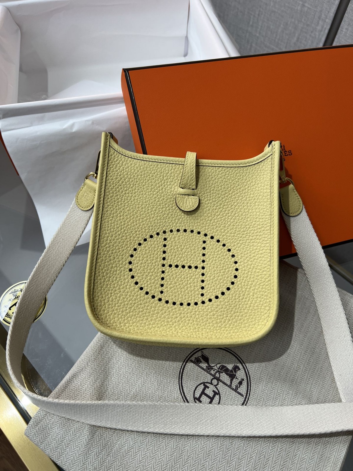 Shebag Hermes Evelyne 16 bag yellow fully hand made (2025 Jan updated)-Negozio in linea della borsa falsa di Louis Vuitton di migliore qualità, borsa del progettista della replica ru