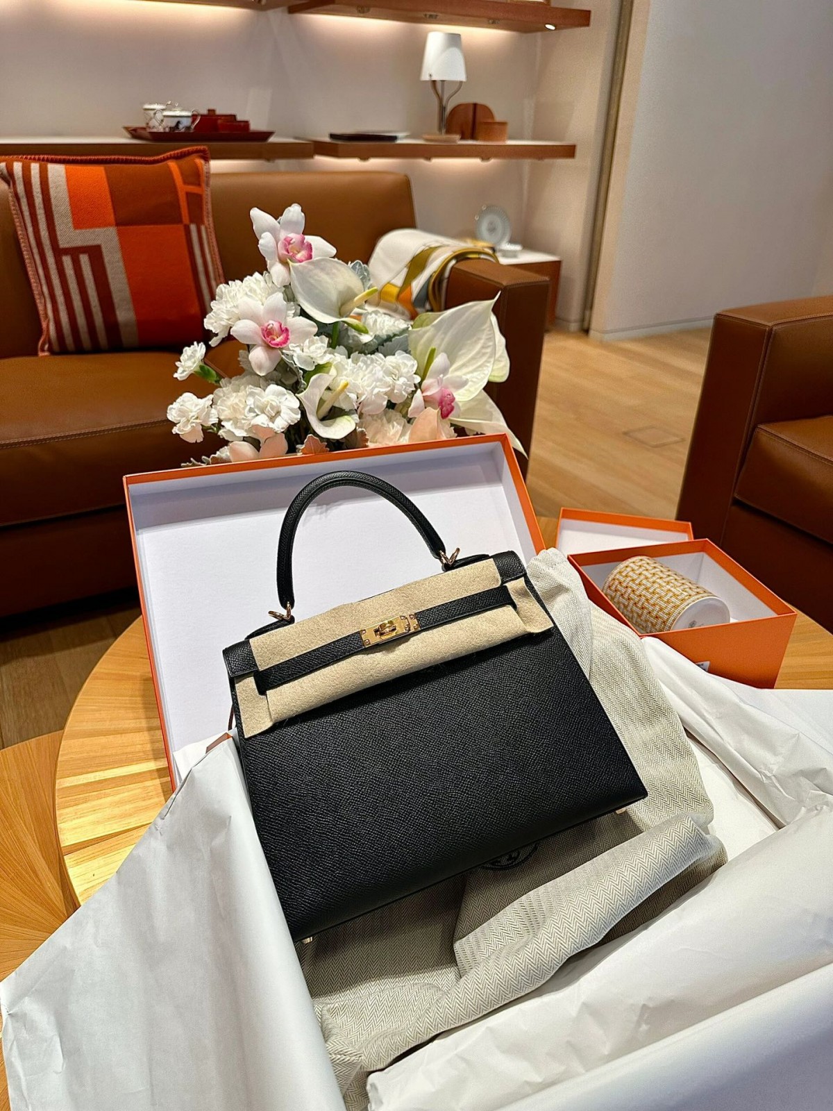 Shebag fully handmade Hermes Kelly 25 bag black epsom leather gold hardware lastets batch review (2025 Jan updated)-Интернет-магазин поддельной сумки Louis Vuitton лучшего качества, копия дизайнерской сумки ru