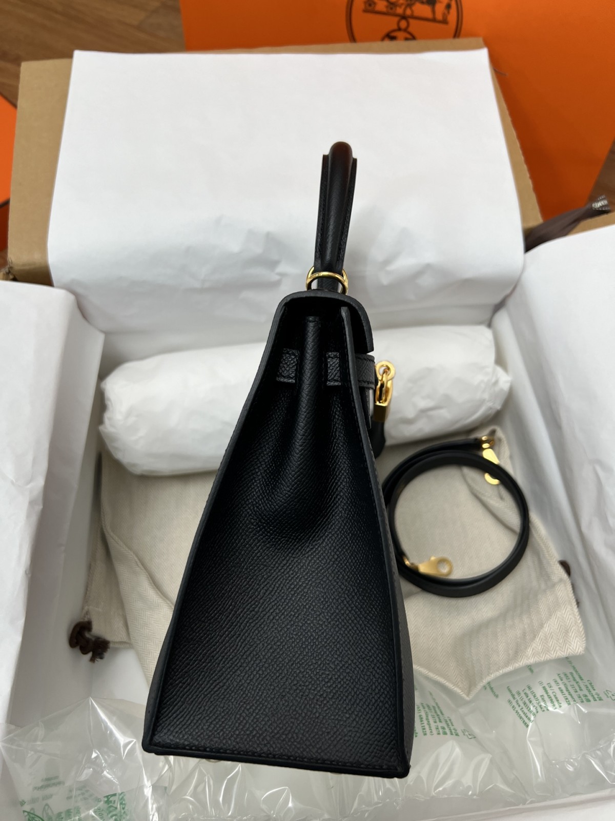 Shebag fully handmade Hermes Kelly 25 bag black epsom leather gold hardware lastets batch review (2025 Jan updated)-Интернет-магазин поддельной сумки Louis Vuitton лучшего качества, копия дизайнерской сумки ru