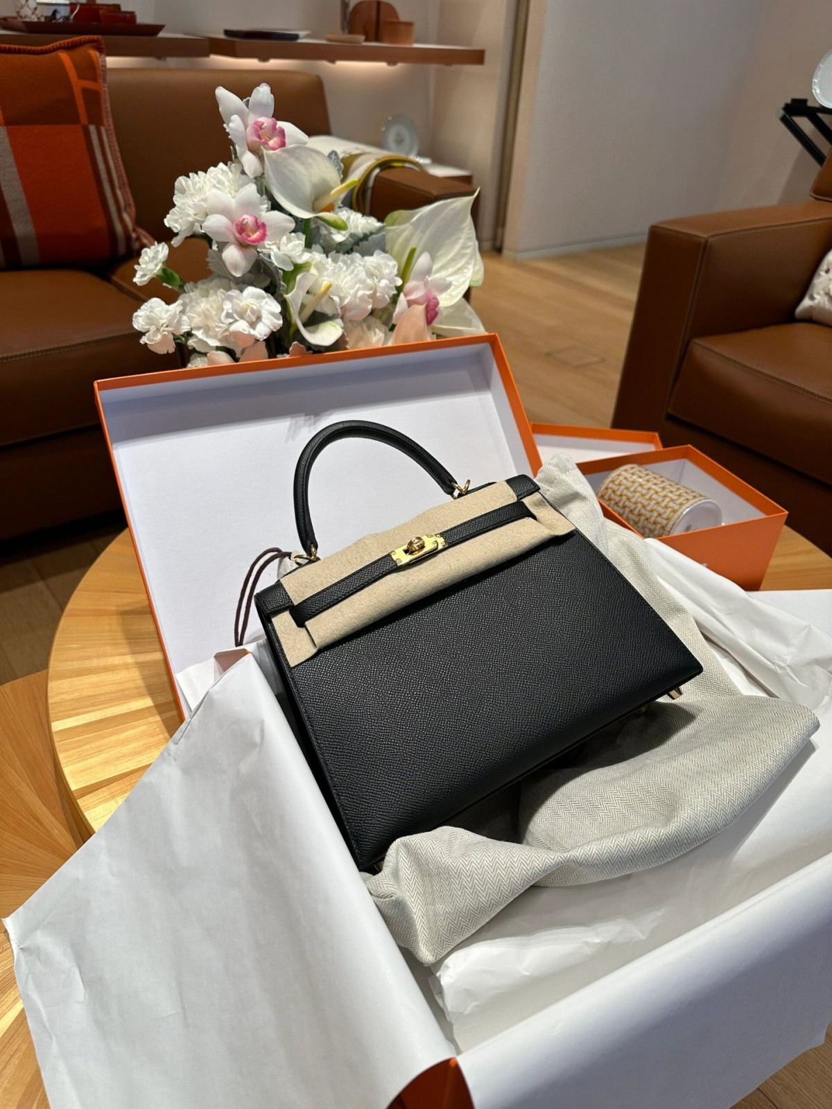 Shebag fully handmade Hermes Kelly 25 bag black epsom leather gold hardware lastets batch review (2025 Jan updated)-Интернет-магазин поддельной сумки Louis Vuitton лучшего качества, копия дизайнерской сумки ru