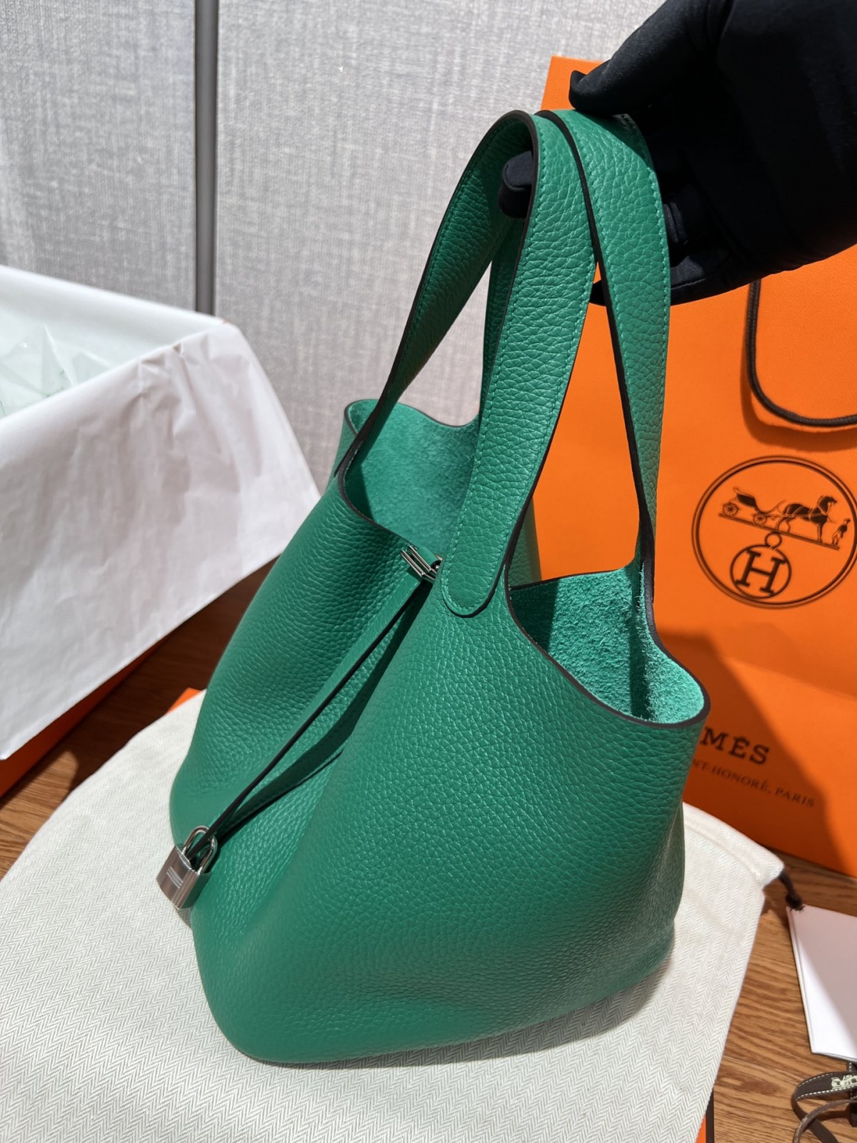 Shebag handmade Hermes Picotin 22 bag in green togo leather silver hardware (2025 Mar updated)-Best Quality Fake Louis Vuitton Bag Online Store, Replica designer bag ru