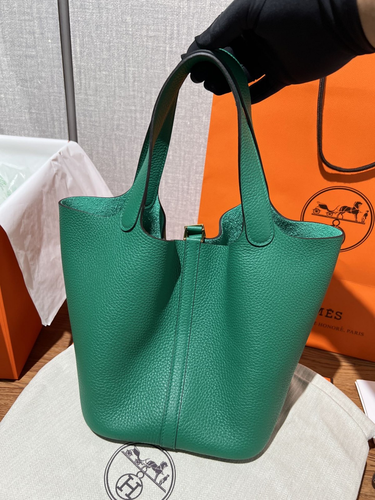 Shebag handmade Hermes Picotin 22 bag in green togo leather silver hardware (2025 Mar updated)-Best Quality Fake Louis Vuitton Bag Online Store, Replica designer bag ru