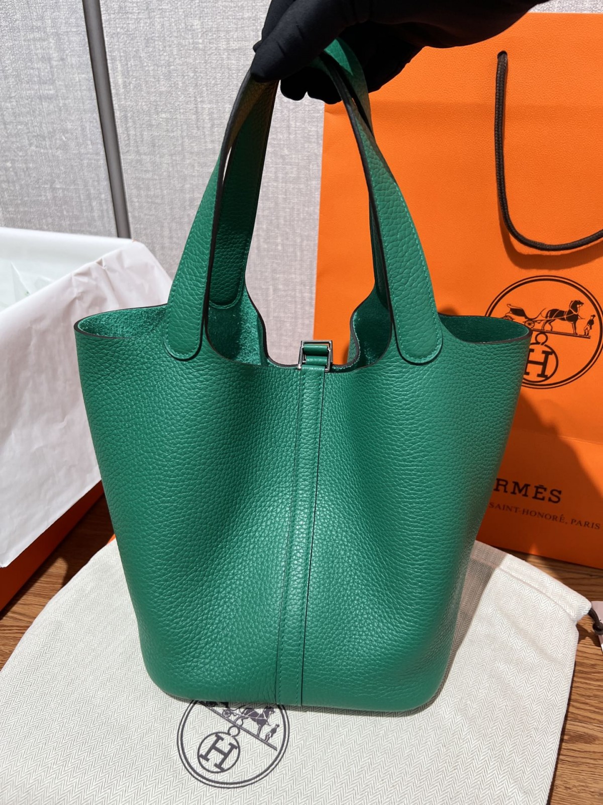 Shebag handmade Hermes Picotin 22 bag in green togo leather silver hardware (2025 Mar updated)-Best Quality Fake Louis Vuitton Bag Online Store, Replica designer bag ru