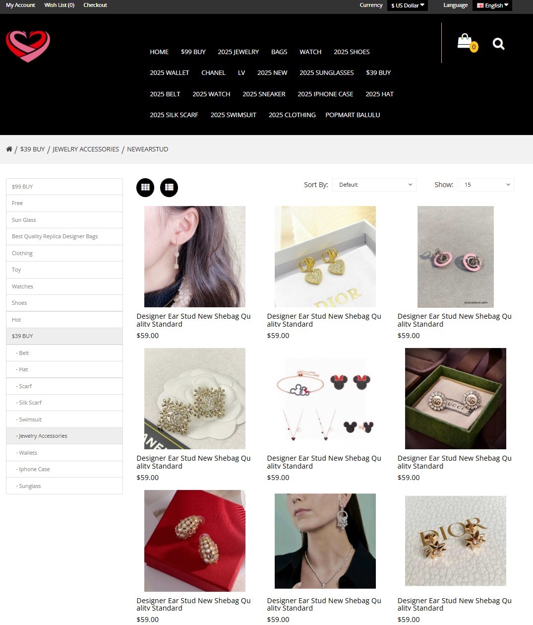 Shebag new Jewelry Ear Studs (2025 June updated)-Best Quality Fake Louis Vuitton Bag Online Store, Replica designer bag ru