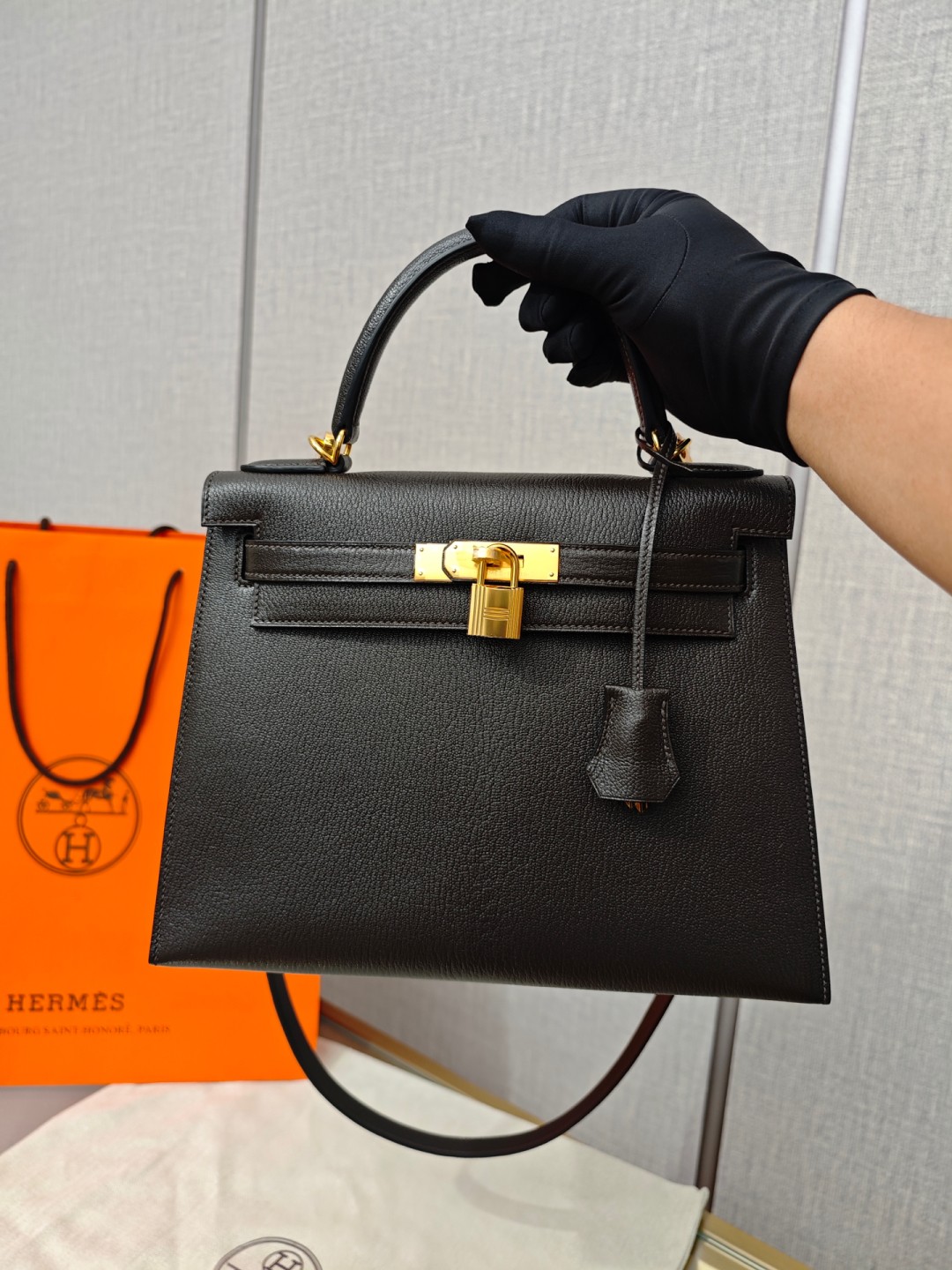 Shebag super replica Hermes Goat leather Kelly 28 bag black gold reivew(August 2025 updated)-Toko Online Tas Louis Vuitton Palsu Kualitas Terbaik, Tas desainer replika ru